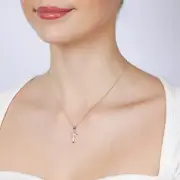 9ct Yellow Gold Cubic Zirconia Cross Pendant, 9ct Yellow Gold SOLID Curb Chain 45cm 30 Gauge (10147585)