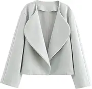 [Generic] Women's Casual Loose Office Daily Commuting Jacket Lapel Solid Color Soft Short Coat
