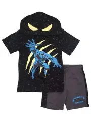Marvel Boys Black & Gray Black Panther Outfit Tee Shirt & Shorts Set