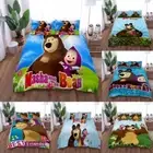 3D Masha and The Bear Cartoon Doona Quilt Cover Bedding Set Pillowcase Gifts AU