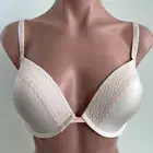 Calvin Klein Flirty Lace Trim Push Up Plunge Bra Pink 38DD NWT QF5145-680