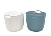 BULK 8 PLASTIC ROUND STORAGE BASKET W HANDLE 2 ASSORT HOLDER FRUIT 40X34CM