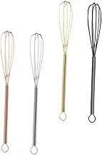GRIRIW Set of 4 Mini Egg Beaters Stainless Steel Handheld Egg Mixers for Baking Kitchen Storage