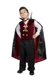 Boys kids Vampire Halloween Costume, Gothic/Dracula Vampire Size S M 4,5,6,7,8