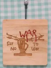 "Say No To War" Bones, Blood, Barbed Wire Engraved Plaque