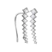14k White Gold Round Diamond Climber Earrings 1/2 Cttw
