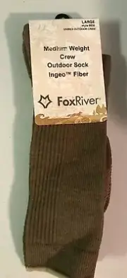 Fox River Medium Weight Crew Outdoor Sock Ingeo Fiber Unisex Large (Light Brown)