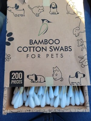 Bamboo Cotton Swabs fpr pets 200 Pieces X 2 boxes =400!