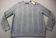 Tommy Bahama Swordfish Marled Sands Men Bering Blue Silk Crewneck Sweater L $148