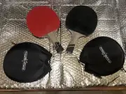 Pro Spin Ping Pong Paddle with Carbon Fiber with Rubber Protector Case Set Of 2
