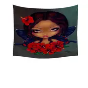 Hawaiian Tropical Red Hibiscus Fairy Tapestry