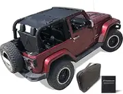 Shadeidea Sun Shade for Jeep Wrangler JK (2007-2018) 2 Door Front and Rear-Black Mesh Screen Sunshade JK Top Cover UV Blocker with Grab Bag - 10 Years Lasting