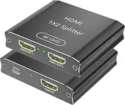 HDMI Splitter 1 in 2 Out,Support 4K@30Hz, HDCP 1.4, Lossless Audio and Video Splitter - with Micro USB Power Supply, Compatible with HDMI 1.4, PS4, Fire Stick, HDTV Suitable for TV/Projector/Monitor