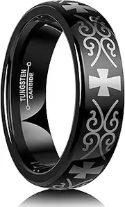 XIIDENG 6 mm/8 mm Mens Tungsten Carbide Wedding Ring Polished Finish Comfort Fit Black/Silver/Blue/Gold