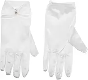 [WOFASHPURET] Bridal Ensemble Accessory: Short Satin Gloves Vintage Style for Women's Wedding Wear