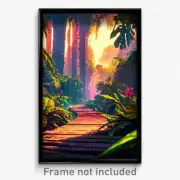 Pixel Art Poster - Important Jungle (8 Bit Psychedelic Trippy Video Game Print)