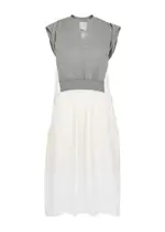 3.1 Phillip Lim Layered Jersey and Cotton-poplin Midi Dress - White And Grey - M (UK12 / M) M (UK12 / M)