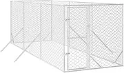 vidaXL Dog Kennel, Outdoor Dog Crate with Single Door Lockable, Dog House for Puppy Rabbit Chicken, Pet Supply, Silver Galvanised Steel