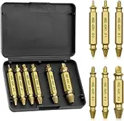 6PC Damaged Screw Extractor Set, High Speed Steel, Stripped Head Screws, Nuts, Bolts, Drill Bit Tools, Remover Easily Remove Rusted and Broken Hardware