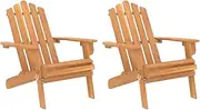 vidaXL Outdoor Chairs 2 pcs, Foldable Adirondack Chair, Lounge Chair for Garden Balcony Backyard, Outdoor Seating, Farmhouse, Solid Wood Acacia