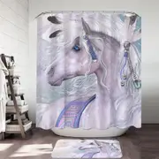 Winter Solstice Dazzling Native American White Horse Shower Curtain