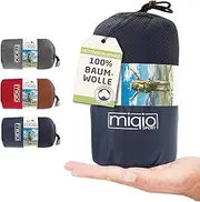 Miqio® 2-in-1 Cotton Sleeping Bag with Full Zip (Can be Coupled): Lightweight Comfort Travel Sleeping Bag and XL Travel Blanket in One - Summer Sleeping Bag Inner Sleeping Bag Lining Inlay