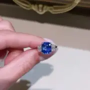 2.70 Ct Natural Cushion Blue Sapphire Diamond Proposal Ring14K solid white gold