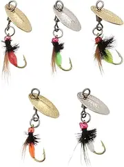 ECSiNG 5pcs Bionic Fly Fishing Lures and Flies Bait With Fishing Spinner for Bass Sunfish Pike Trout Accessories