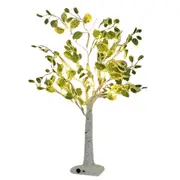LED Green Leaf Tree Lamp Bedside Night Light Christmas Bedside Decor-White