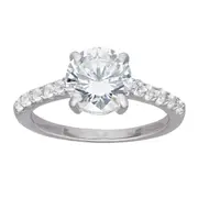 Bevilles Sterling Silver Cubic Zirconia Solitaire Ring