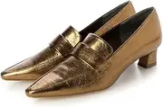 [EVOL] Evor Women's Loafers, Low Heels, Coin Loafers, gold, 23.5 cm