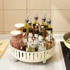 Large Capacity Vanity Turntable Storage Rack Rotating Spice Shelf Bathroom