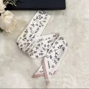 NIB So Pretty! CHANEL CoCo Black White Pink Silk Slim Scarf Bandeau