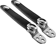 GREENADSCAPE 2pcs Accordion Straps Universal Double-layer Leather Fixation Buckle Black for Sizes