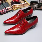 Men Red Wedding Lace up Shoes Dress Business British Style Pointy Toe Shoes plus
