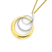 9ct Gold Diamond Triple Circle Pendant