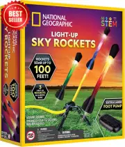 National Geographic LED Air Rocket Launcher Toy for Kids Foam Rockets Jump Launc