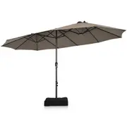 Costway 4.6*2.7M Double-Sided Outdoor Umbrella w/Base Parasol Beach Shelter Stand Garden Yard Deck Cafe