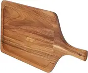 LOPUNER Vintage Pizza Serving Tray Acacia Wood Board for Charcuterie Bread and Pizza Comfortable Handle Design Kitchen Supply for Home Chefs and Entertaining