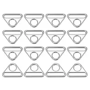 1.5" Adjuster Triangle with Bar Swivel Clip D Dee Ring Buckle, 16Pcs Silver