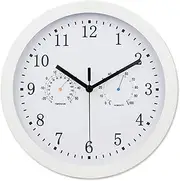 Garden Clocks Outdoor Waterproof, 12 Inch with Thermometer and Hygrometer Outdoor Clocks for The Garden Wall Mounted Metal Frame Copper Sleeve Pointer Outside Clock Indoor Outdoor