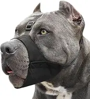 Mayerzon Pitbull Muzzle, Soft Dog Muzzle with Anti-Slip Strap for American Bully Bulldog Boxers Rottweilers, Fabric Mouth Guard for Medium Large Short Snout Dog Anti Biting Chewing, Allow to Drink
