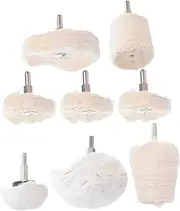 8pcs Polishing Cloth Wheel Polishing Bit Cotton Grinding Wheel Cotton Buffing Tool Grinding Supplies Buffing Brush Polisher Tools Beige Alloy