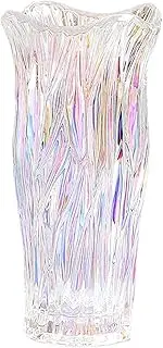 Glass Vase for Flowers, Colorful Clear Glass Vases for Centerpieces, Crystal Vase for Home Table Flower Decor 9.1 inches Tall