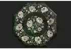 12" green Stone Coffee Table Top Unique Design Inlay Work Entryway Table