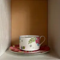 在飛比找蝦皮購物優惠-日本 NARUMI 花的天堂 骨瓷 咖啡杯 紅色 (1杯1盤
