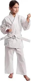 [Ippon Gear] IPPONGEAR Club 2 Karate Gi Set Beginner's Karate Suit Children's Suit Including White Belt (Size 200, Lace-up Waistband, 220 g/m² (8 oz) Fabric Density), White