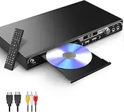 [SHIWAKOTO] DVD Players with Microphone Ports, Premium All Region Free CD DVD Players Support HDMI, AV, USB,Dual Mics Jack, HD Disc Player for TV