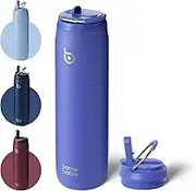 Bottle Bottle Insulated Water Bottle with Straw and Lid, 1 Litre(32oz) Stainless Steel Sports Water Bottles with Handle Metal Gym Drink Flask (Violet Blue)