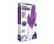 Rabbit Essentials Rechargeable Double Penetration Rabbit Vibrator Model Dp 200 For Women Dual Stimulation Hot Purple N/A